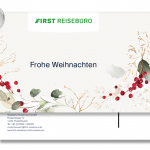 FIRST REISEBÜRO Maxipostkarte mit Heißfolienprägung